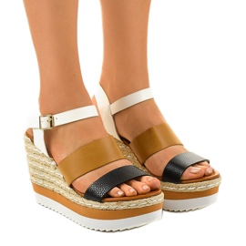 Sandali neri con zeppa espadrillas VB76062 bianco marrone nero multicolore