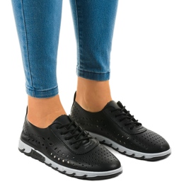Sneakers sportive nere traforate JH81168-3 nero
