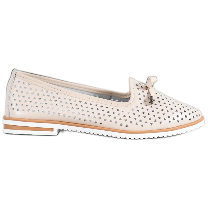SHELOVET Scarpe in pelle con motivo traforato marrone