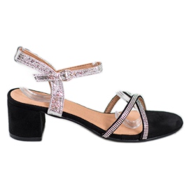 Small Swan Sandali Su Una Barra Con Cubic Zirconia nero grigio