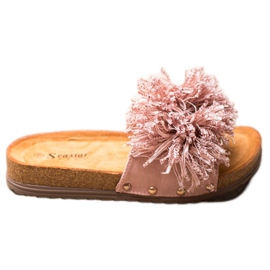 Seastar Pantofole Rosa Con Frange