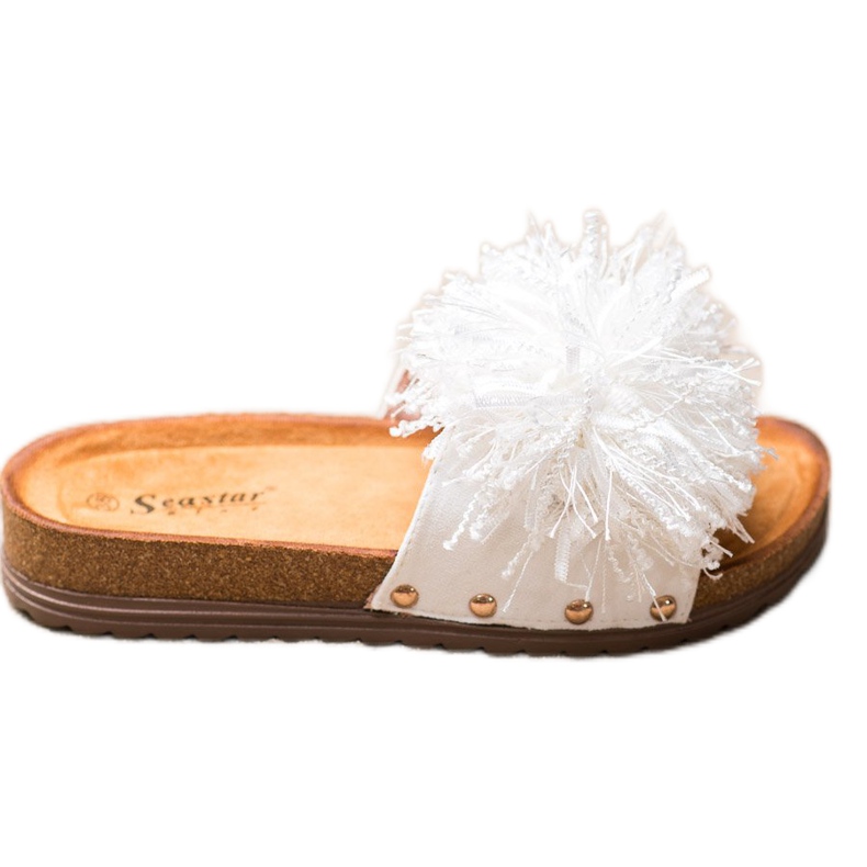 Seastar Pantofole Bianche Con Frange bianca