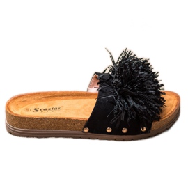 Seastar Pantofole Nere Con Frange nero