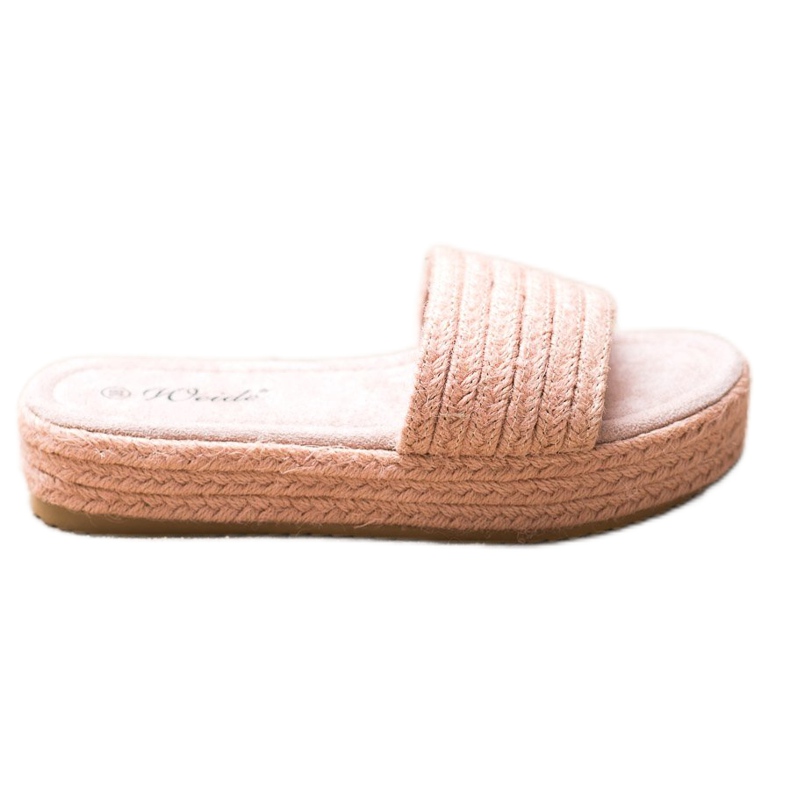Weide Pantofole di paglia sulla piattaforma rosa