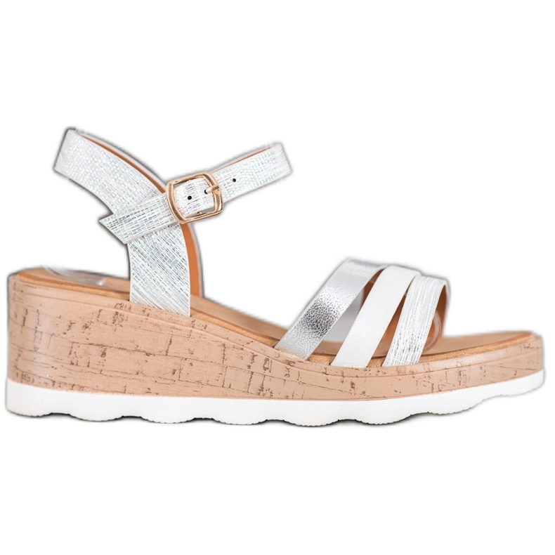 Weide Sandali con zeppa argento bianca grigio