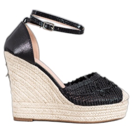 Weide Espadrillas lucide su zeppa nero