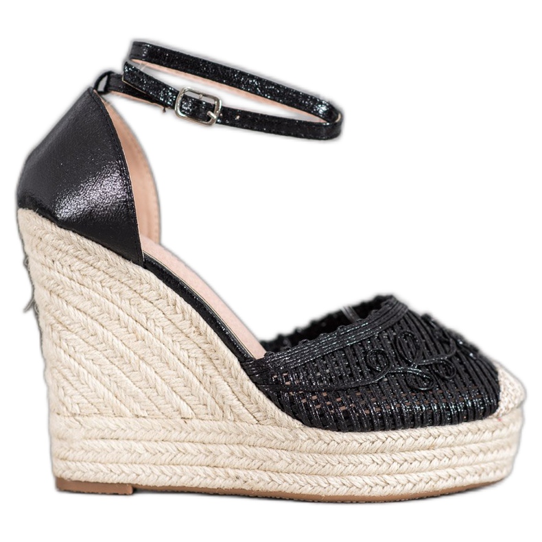 Weide Espadrillas lucide su zeppa nero