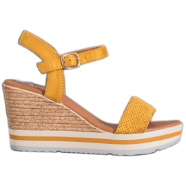 Weide Zeppe in pelle scamosciata alla moda giallo