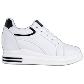 SHELOVET Sneakers bianche con zeppa bianco