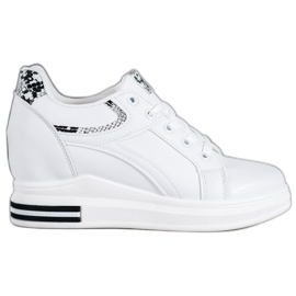 SHELOVET Sneakers bianche con zeppa bianca