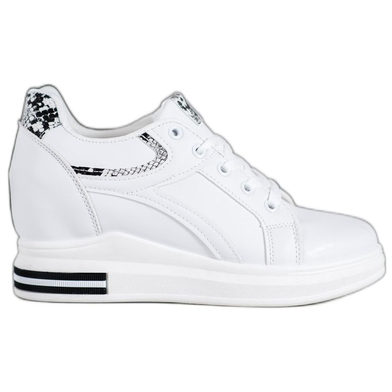SHELOVET Sneakers bianche con zeppa bianca