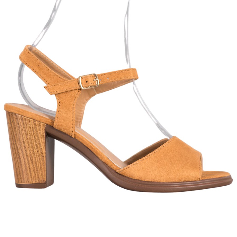 SHELOVET Sandali in pelle scamosciata cammello marrone