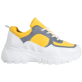 SHELOVET Sneakers allacciate alla moda bianco giallo