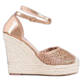 Weide Espadrillas lucide su zeppa d'oro