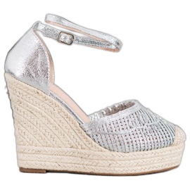 Weide Espadrillas lucide su zeppa grigio