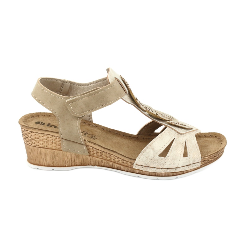 Sandali con inserto in pelle Inblu Sabbia EP017 beige d'oro