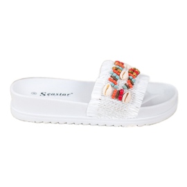 Seastar Pantofole Bianche Con Conchiglie bianco