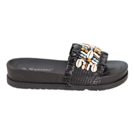 Seastar Pantofole Nere Con Conchiglie nero