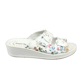 Ciabatte con zeppa da donna Comfooty Mia Flowers bianco multicolore