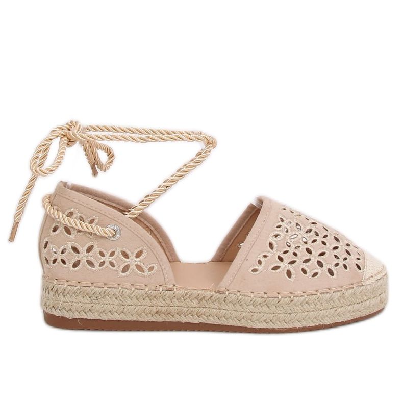 Espadrillas legate con una caviglia beige G1573 Beige