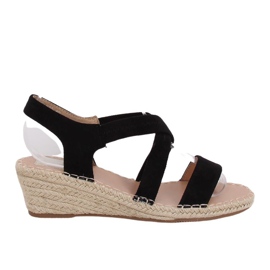 Sandali neri su espadrillas con zeppa nere S-823 Black nero