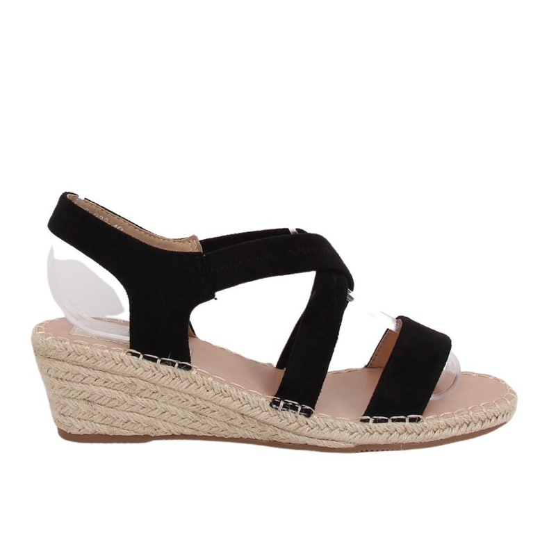 Sandali neri su espadrillas con zeppa nere S-823 Black nero