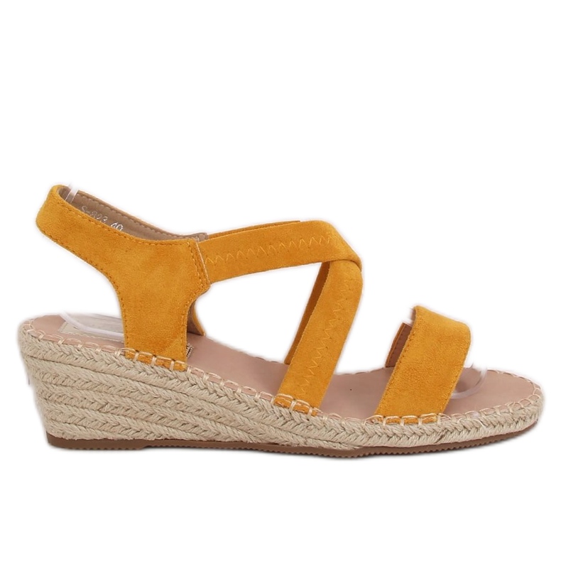 Sandali con zeppa espadrillas miele S-823 Giallo