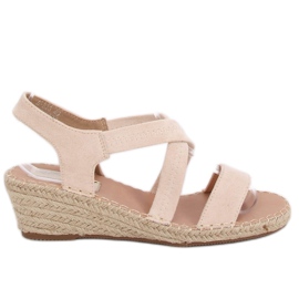 Sandali beige su espadrillas con zeppa S-823 Beige
