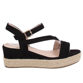 Sandali neri espadrillas 680-38 Nero