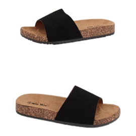 Nero PA-354 Pantofole nere con suola in sughero