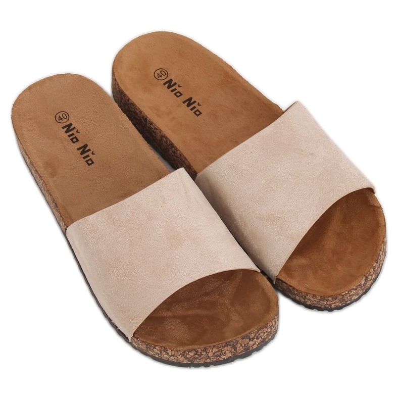 Beige PA-354 Pantofole beige con suola in sughero