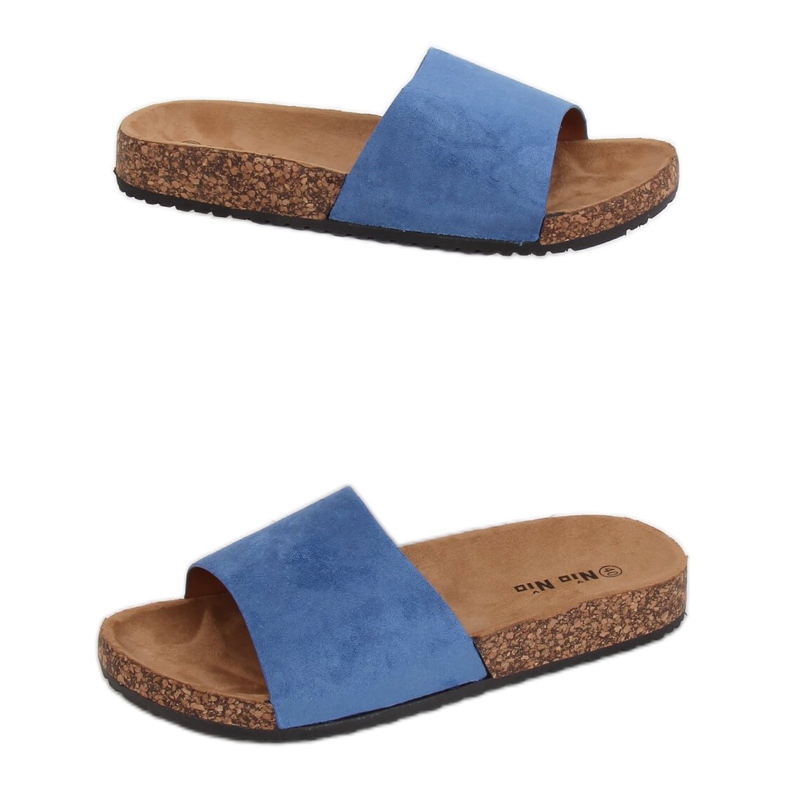 Blu PA-354 Pantofole con suola in sughero blu