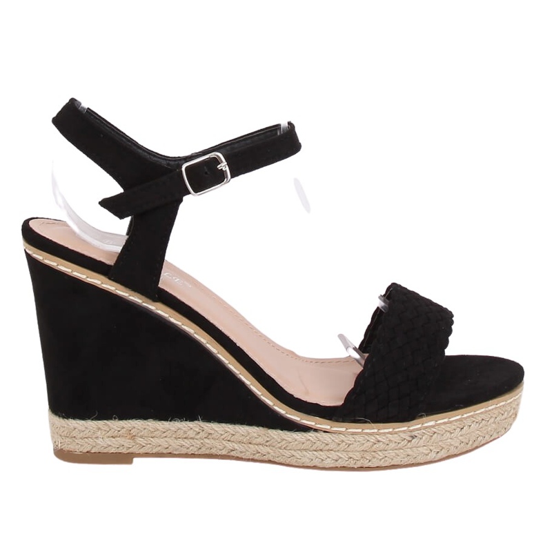 Espadrillas nere su zeppe, nere 100-937SC-1 Nero