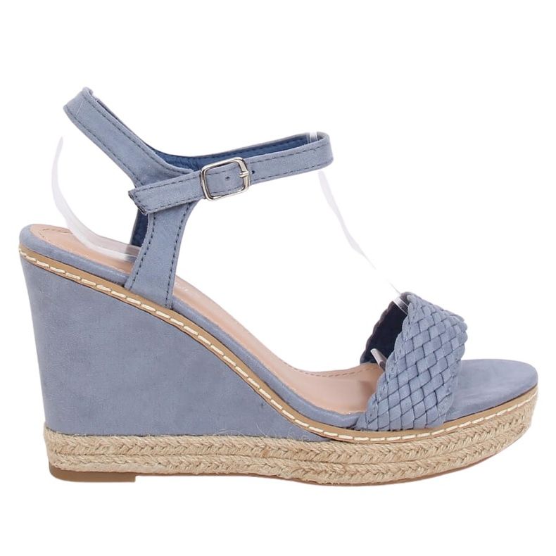 Espadrillas blu su zeppe, blu 100-937SC-1 Blu