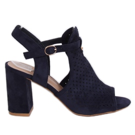 Sandali traforati con tacco alto LL79 Blu blu navy