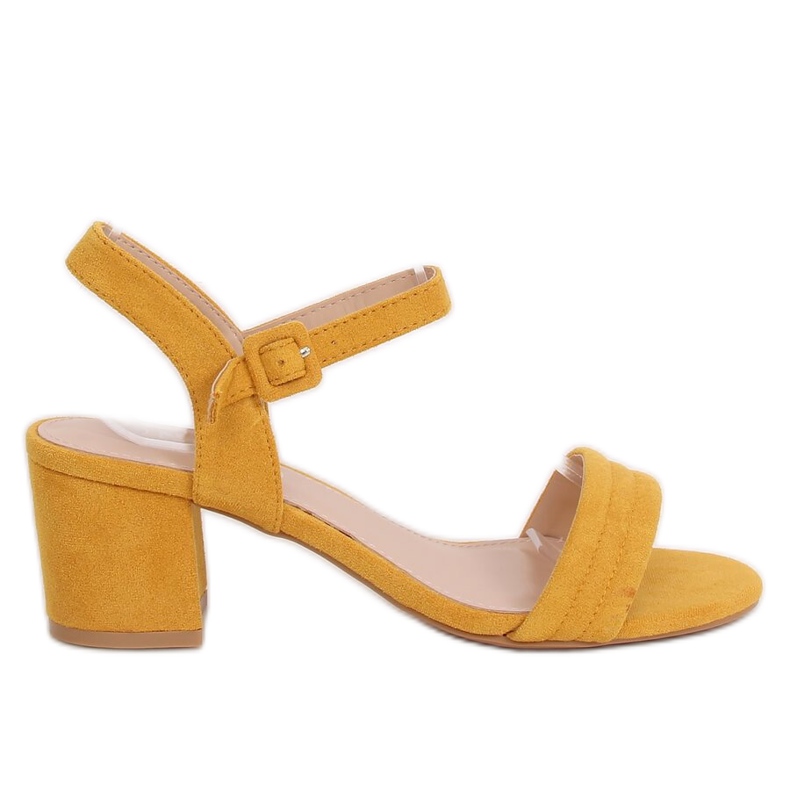 Sandali con tacco miele 99-61A Giallo