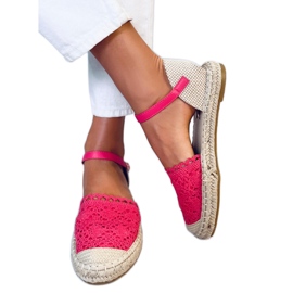Espadrillas in pizzo lampone L-1067 Rosso rosa