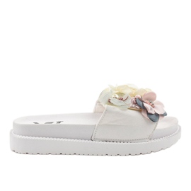 PT-109 pantofole bianche con fiori bianca
