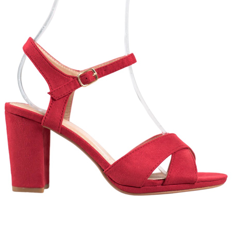 SHELOVET Sandali rossi con pelle scamosciata rosso