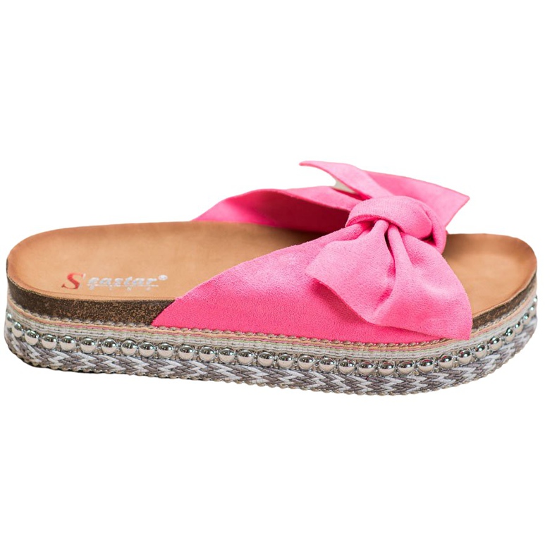 Seastar Pantofole in pelle scamosciata con piattaforma decorativa rosa