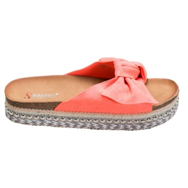 Seastar Pantofole in pelle scamosciata con piattaforma decorativa rosso arancia