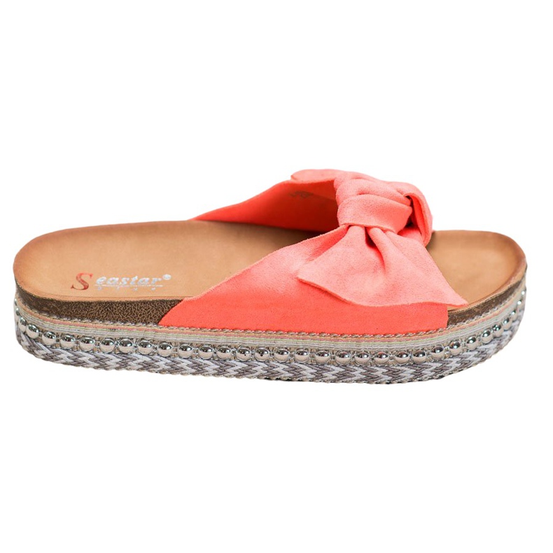 Seastar Pantofole in pelle scamosciata con piattaforma decorativa rosso arancia