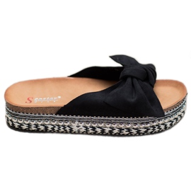 Seastar Pantofole in pelle scamosciata con piattaforma decorativa nero