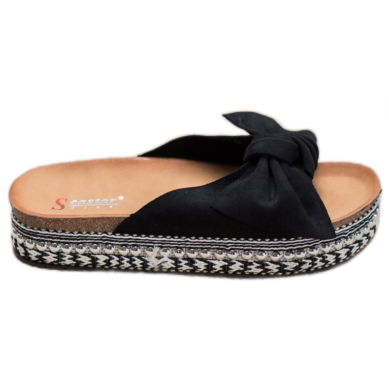 Seastar Pantofole in pelle scamosciata con piattaforma decorativa nero