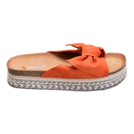 Seastar Pantofole in pelle scamosciata con piattaforma decorativa arancia