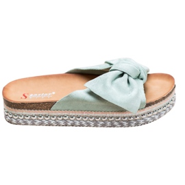 Seastar Pantofole in pelle scamosciata con piattaforma decorativa verde