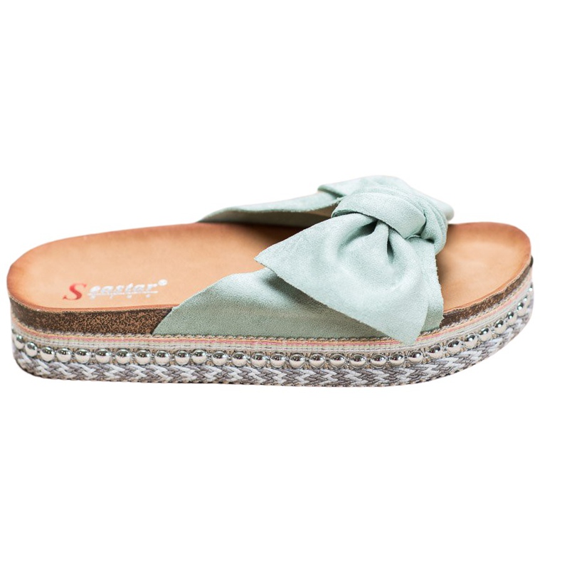 Seastar Pantofole in pelle scamosciata con piattaforma decorativa verde