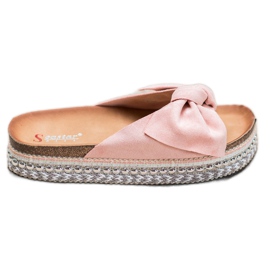 Seastar Pantofole in pelle scamosciata con piattaforma decorativa rosa