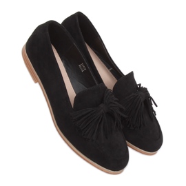Nero Mocassini da donna con frange T357P Nero