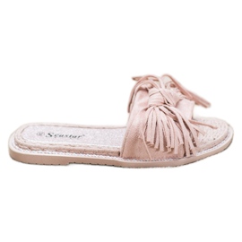 Seastar Comode Pantofole Con Frange rosa